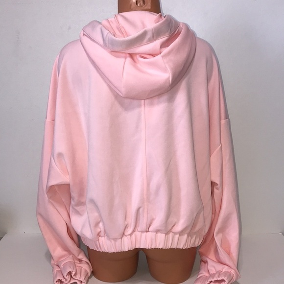 Waisted Hooded Track Jacket Pink Size Large - Picture 7 of 11